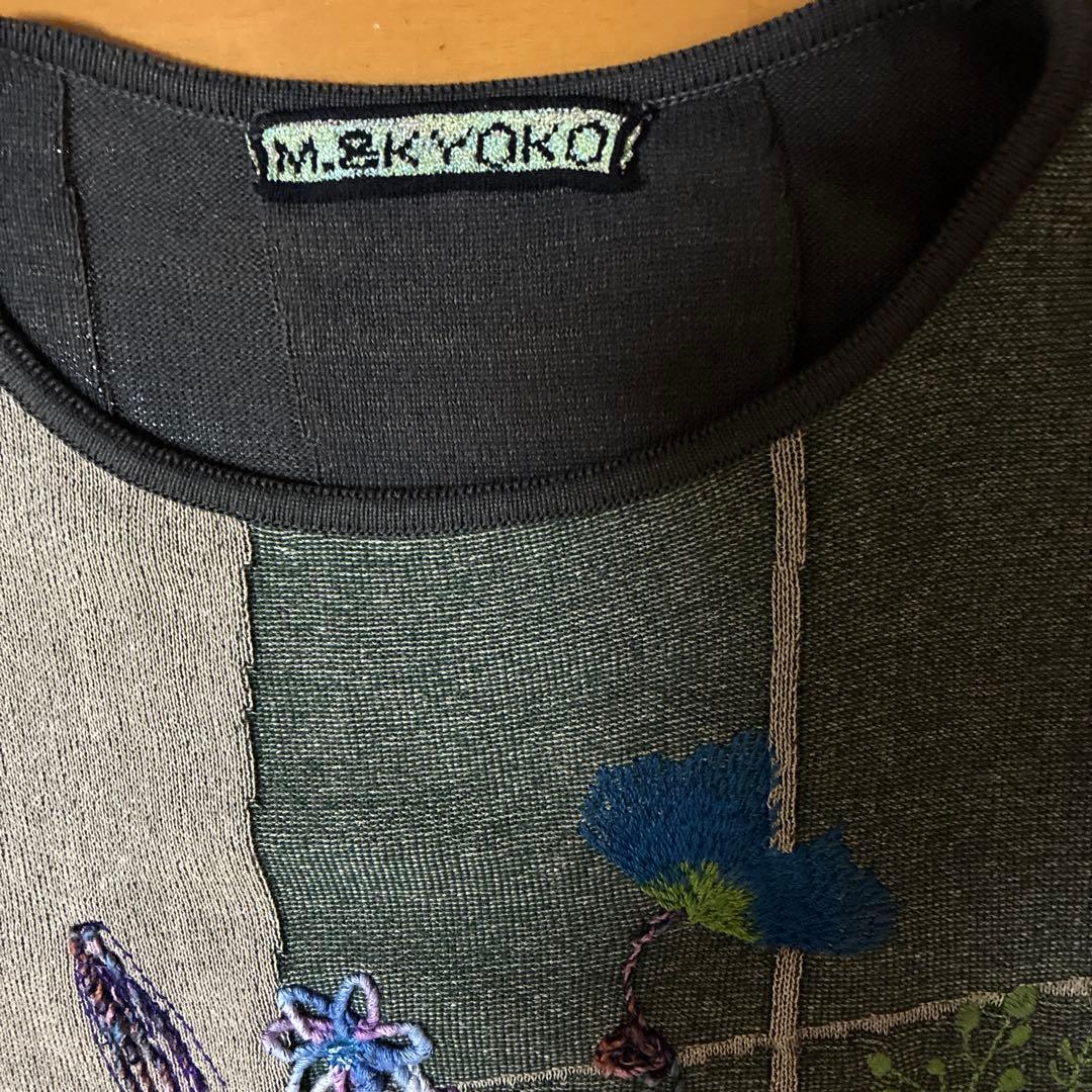 M&KYOKO 刺繍入り七分袖ワンピース 花柄　美品