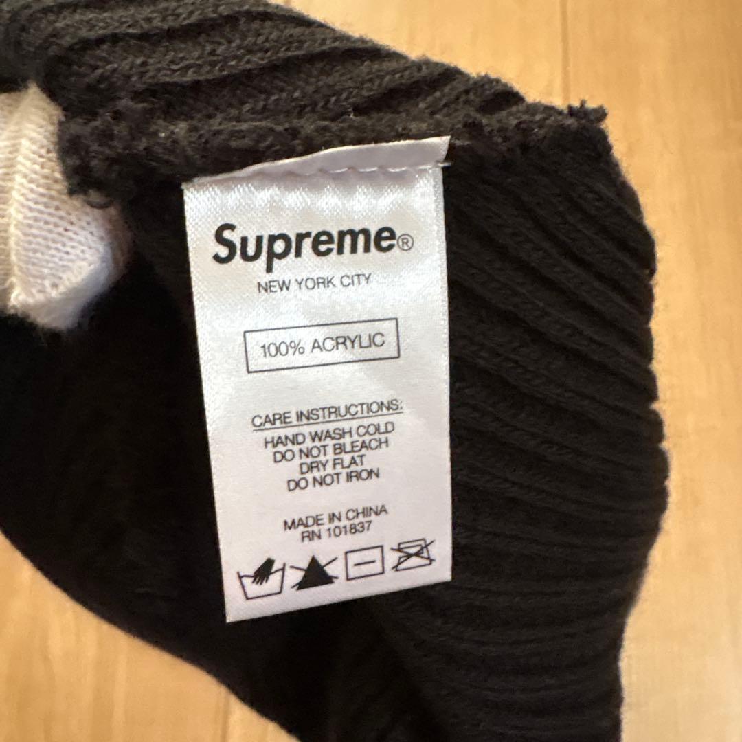 Supreme リブ編みニット帽 黒
