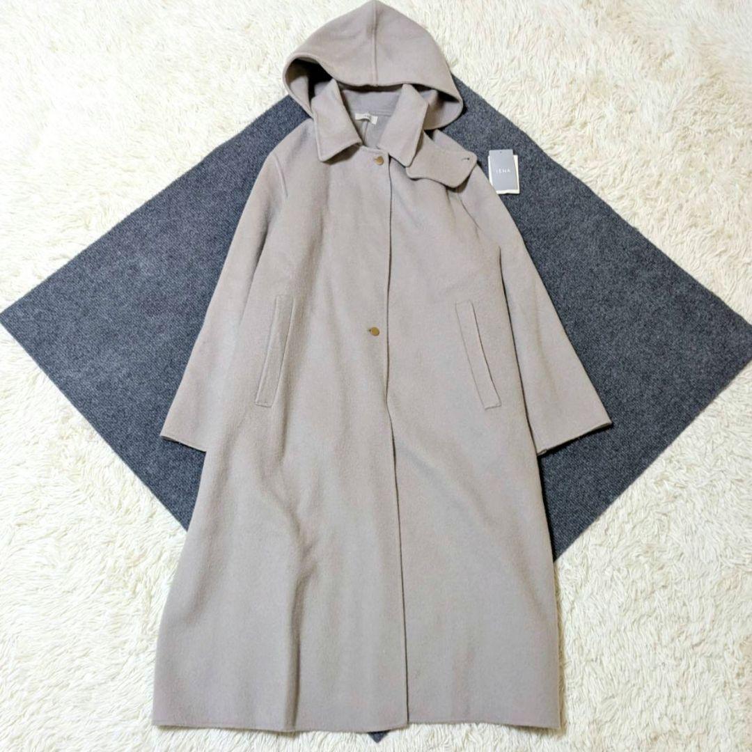 22AW イエナ ダブルフェイス フードコート 金ボタン グレージュ M