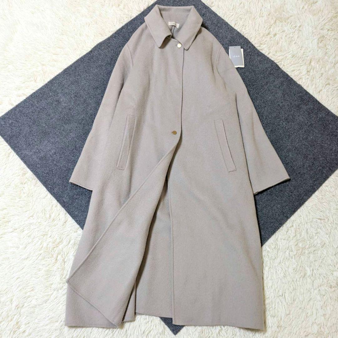 22AW イエナ ダブルフェイス フードコート 金ボタン グレージュ M