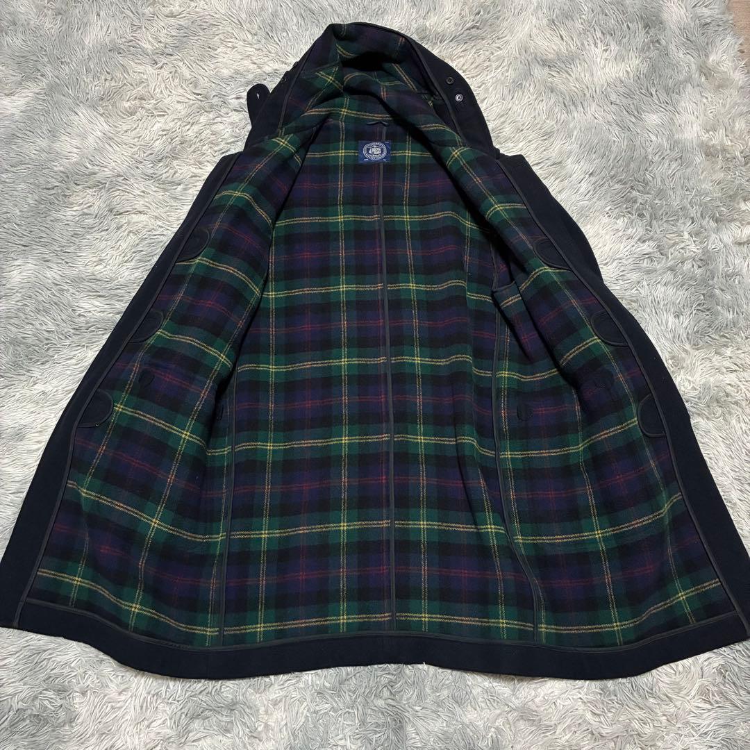 【良品】J.PRESS ジェイプレス ダッフルコート LL ネイビー チェック