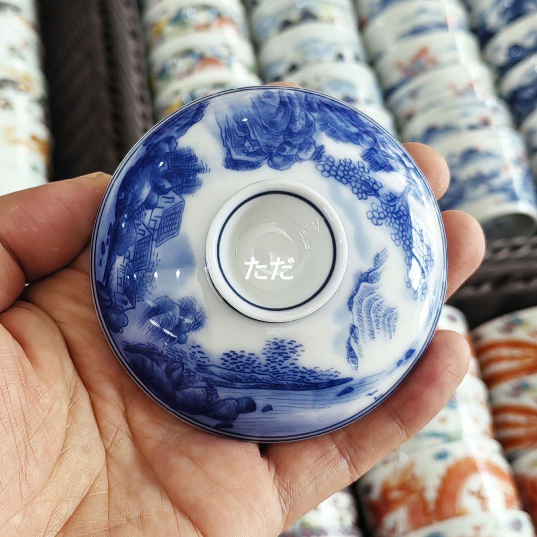 中国茶器 青花三才蓋碗 湯飲み 煎茶器 茶道具 新品未使用