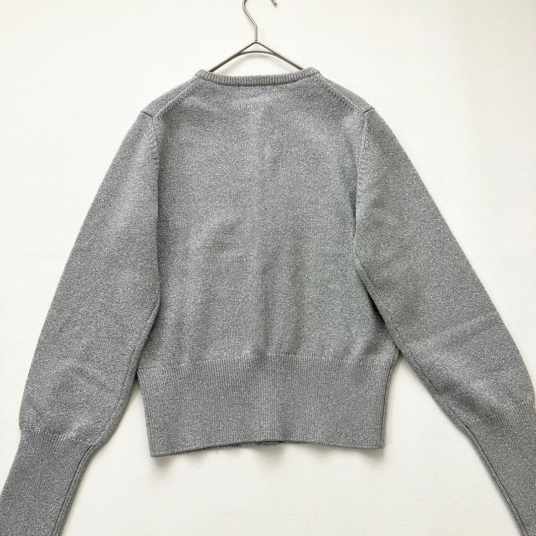 Whim Gazette ラメカーディガン　ニット　クルーネック　シルバー　F