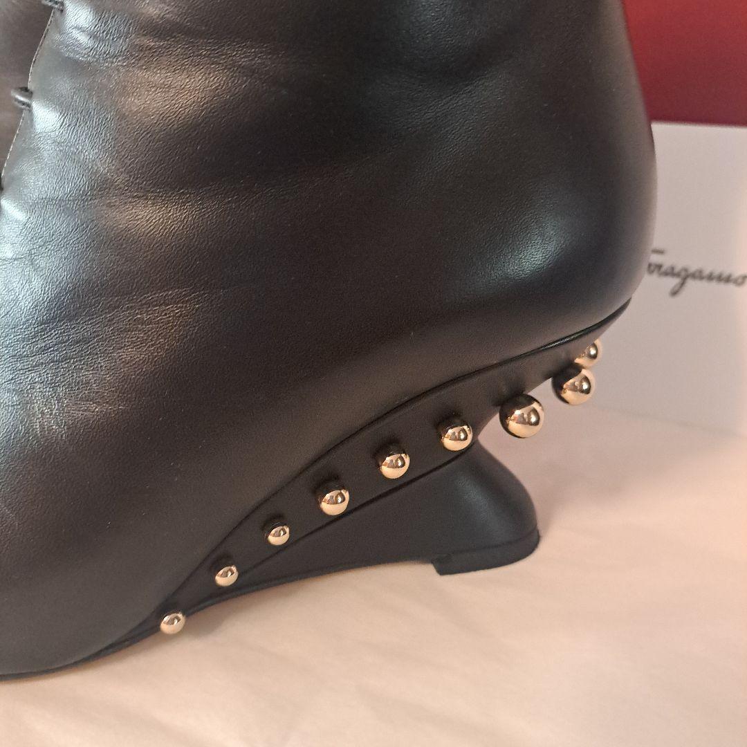 最終価格❕Ferragamo　ブーツ　7D　ブラックショートブーツ