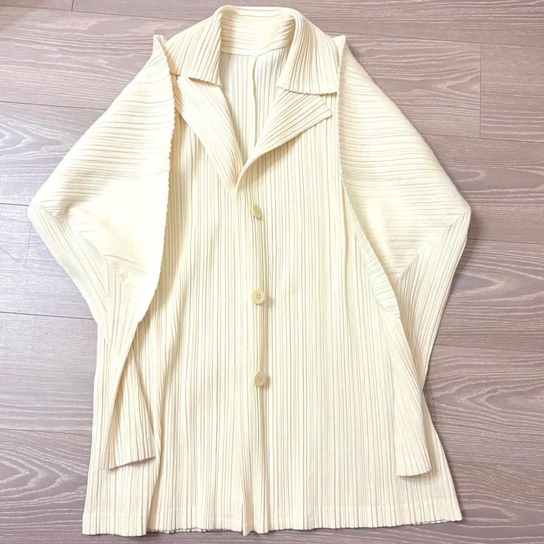 Pleats pleaseイッセイミヤケカーディガンアイボリージャケット