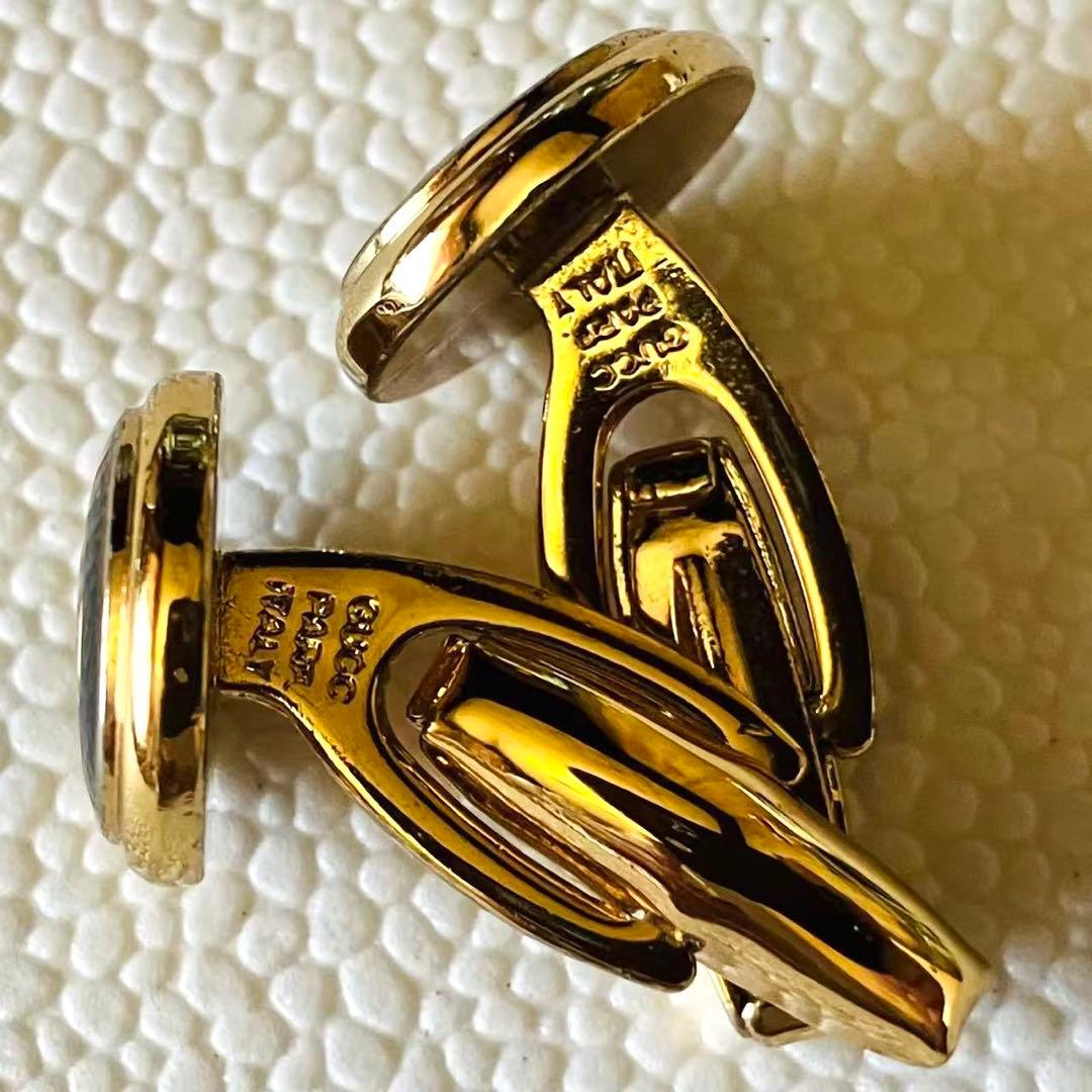 GUCCI オールドカフスリンクス GGインターロッキング ゴールド&ブラック❣️