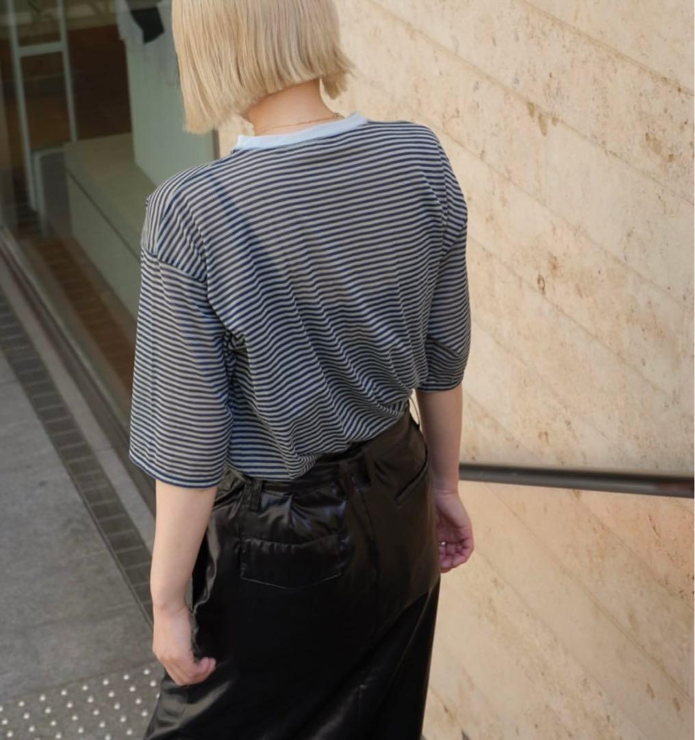 新品タグ付　6(ROKU) コットンナイロン シアーボーダーTシャツ