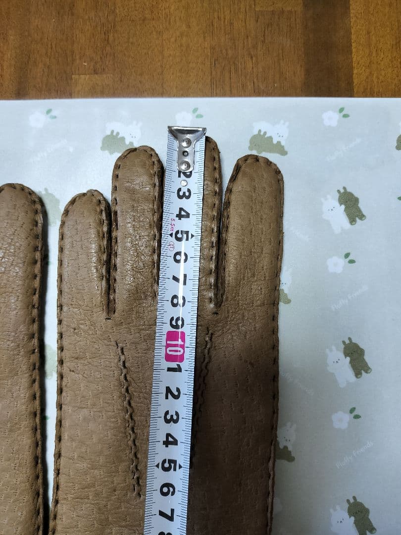 未使用　ペッカリー革手袋　カシミヤライニング　タン