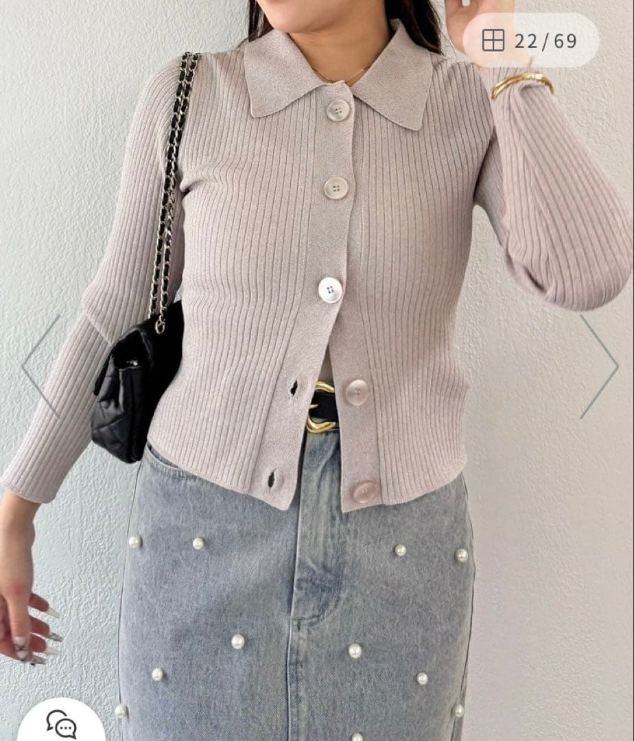 お値下げ！La boutique BonBonラメリブポロ衿カーディガン　新品