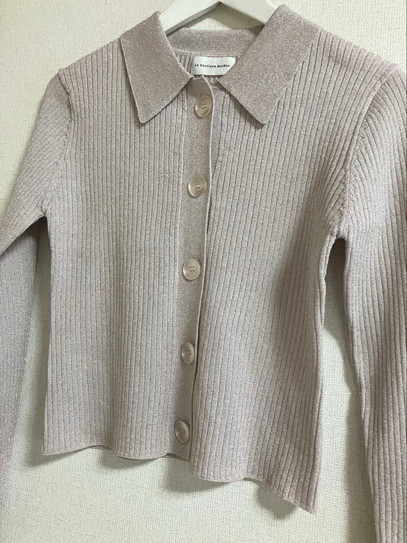 お値下げ！La boutique BonBonラメリブポロ衿カーディガン　新品