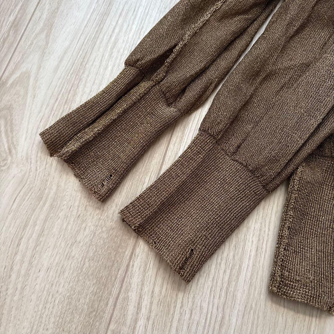 【美品】Y's ワイズ カーディガン ゴールド 2 M ダメージ加工 グランジ