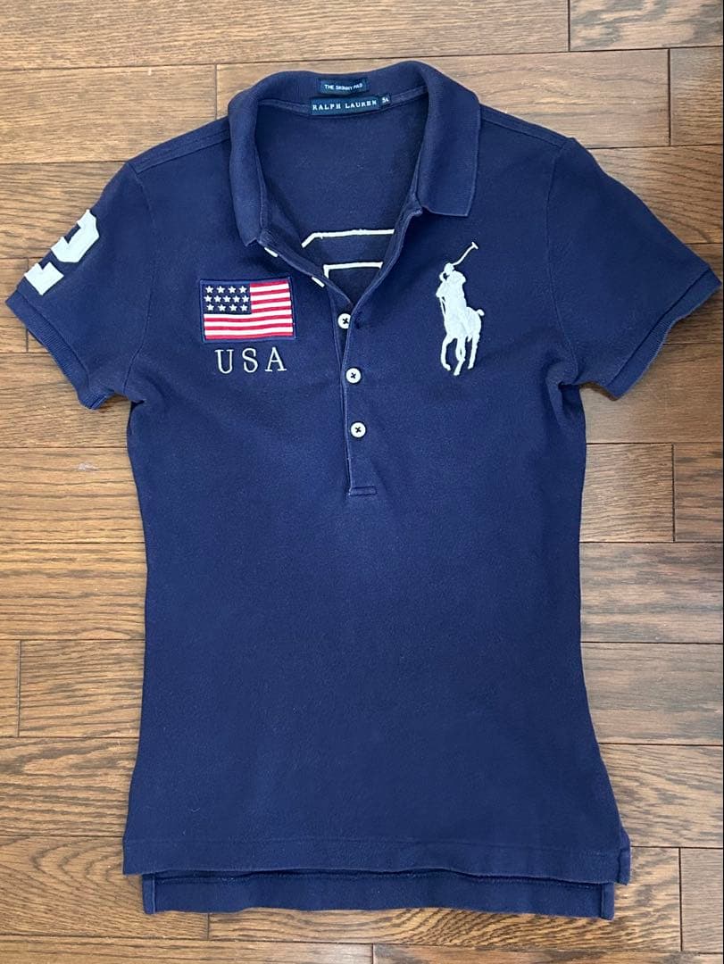 Ralph Lauren ビックポニー ポロシャツ S ネイビー 5つボタン