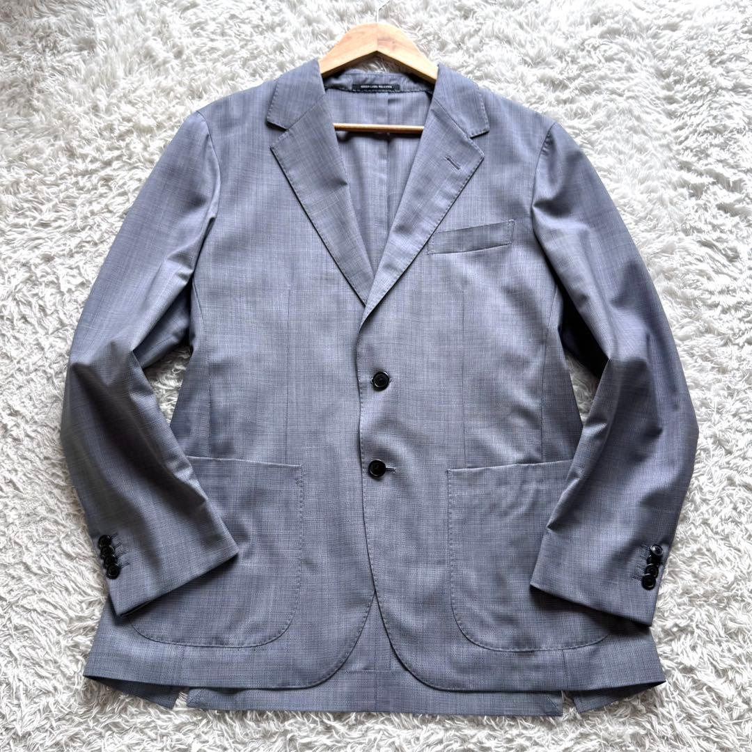 極美品　ナノユニバース　テーラードジャケット　REDA生地　アンコン　L 青