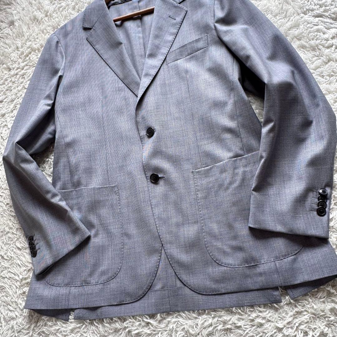 極美品　ナノユニバース　テーラードジャケット　REDA生地　アンコン　L 青
