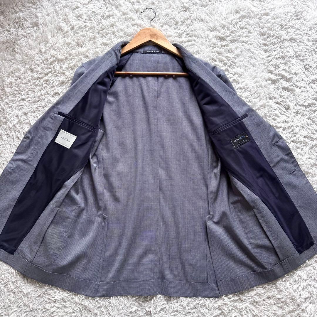 極美品　ナノユニバース　テーラードジャケット　REDA生地　アンコン　L 青