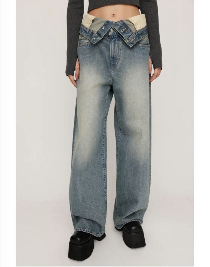 SLY LAYERED STRAIGHT DENIM パンツ