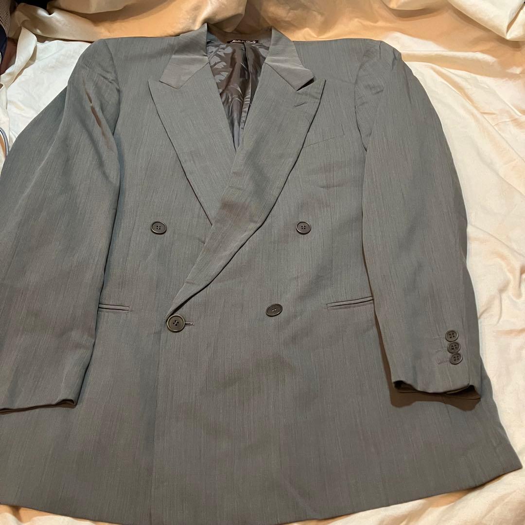 GIORGIO ARMANI 52Rグレー グリーンダブルブレスト スーツ52R