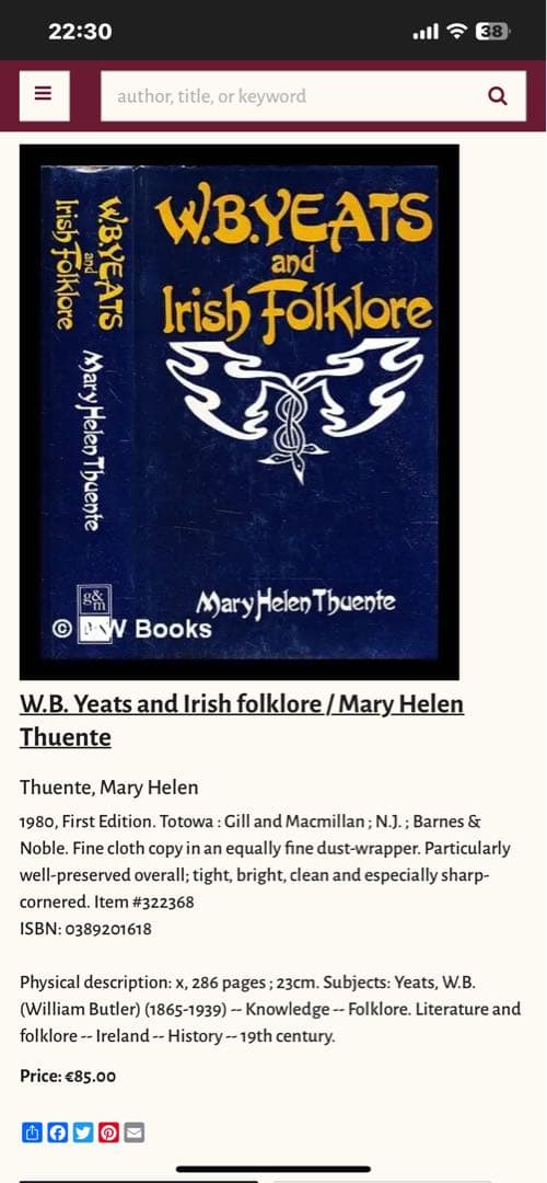 希少　W.B. YEATS and Irish Folklore