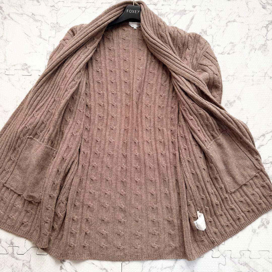 極美品♡ マックスマーラ カシミヤ混 カーディガン ケーブルニット L 白タグ