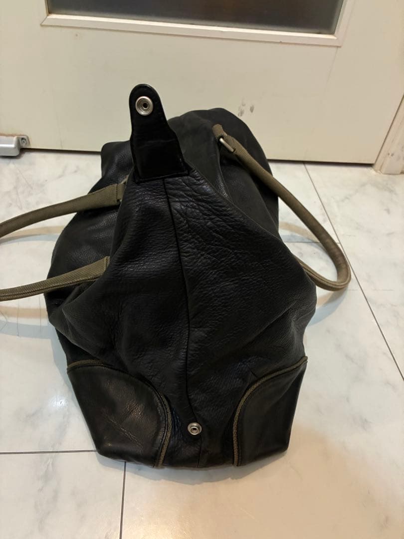 PaulSmith 黒レザー ボストンバッグ カーキハンドル