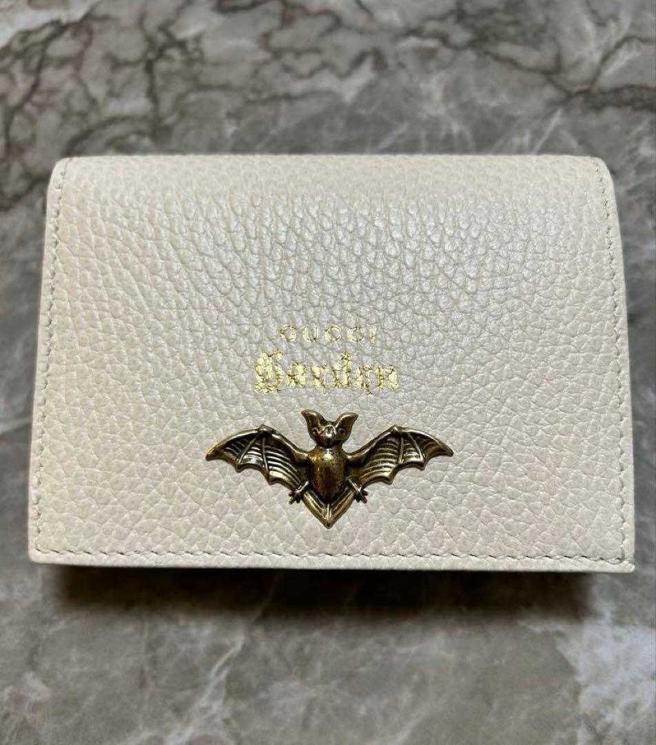 GUCCI Garden 店舗限定品レザー 二つ折り財布 コウモリ【日本未入荷】