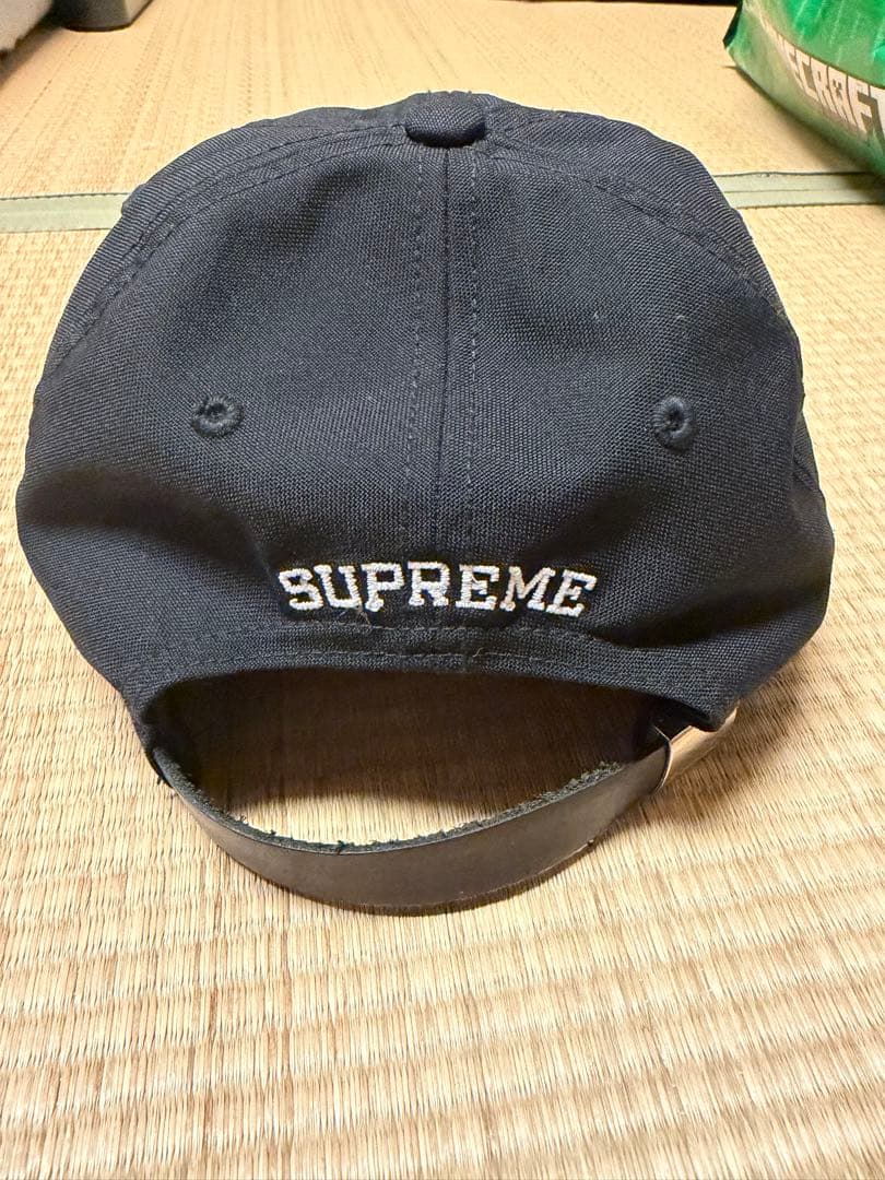 SUPREME 刺繍Sロゴ キャップ 黒　コーデュラ