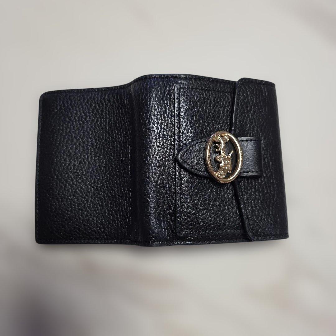 COACHブラックレザー二つ折り財布