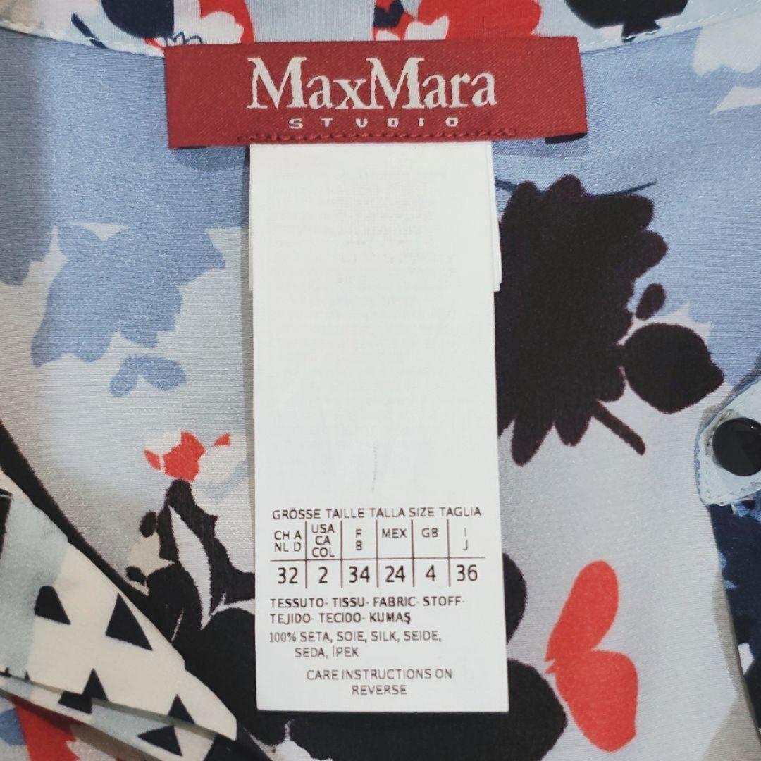MaxMara シルク 花柄デザインワンピース 総柄 シャツワンピース 春 S
