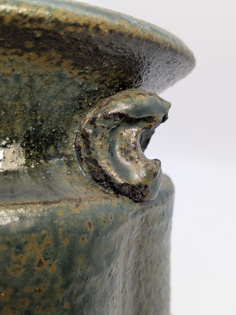 龍窯 河村益弘 瀬戸焼 鉄彩花瓶 共箱 花器 フラワーベース 花入 花生 華道具