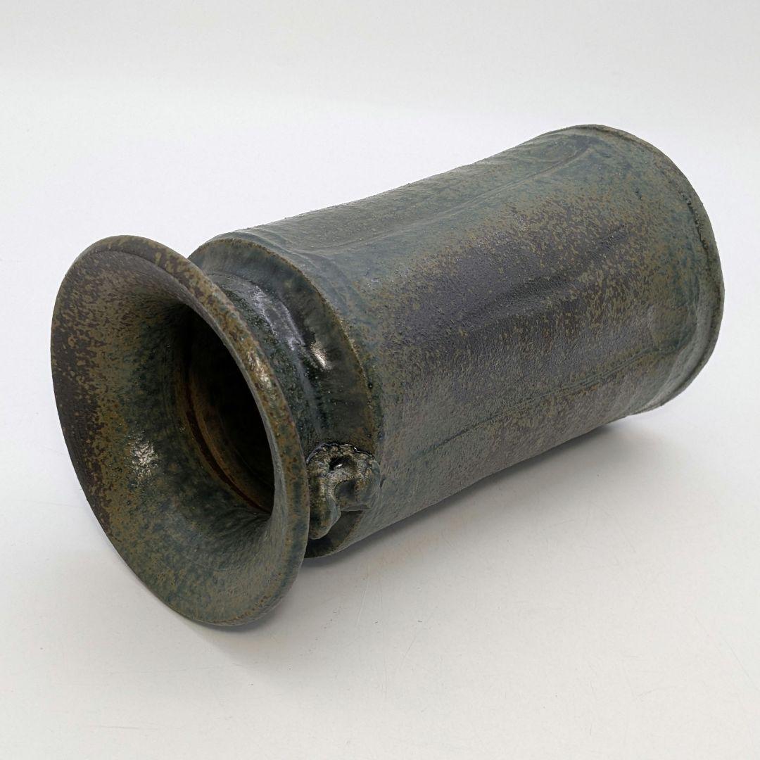 龍窯 河村益弘 瀬戸焼 鉄彩花瓶 共箱 花器 フラワーベース 花入 花生 華道具