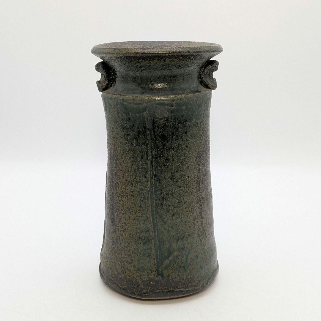 龍窯 河村益弘 瀬戸焼 鉄彩花瓶 共箱 花器 フラワーベース 花入 花生 華道具