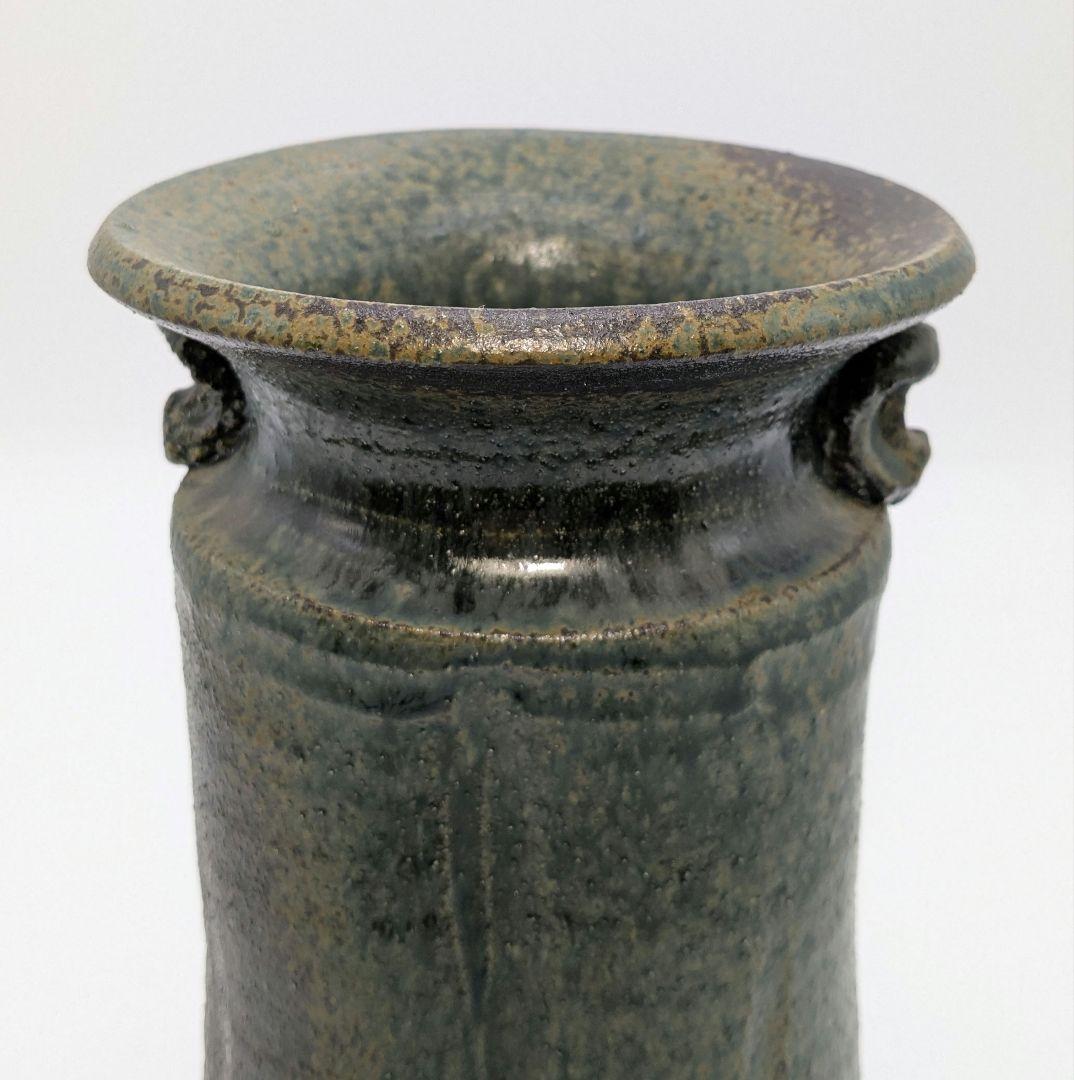 龍窯 河村益弘 瀬戸焼 鉄彩花瓶 共箱 花器 フラワーベース 花入 花生 華道具