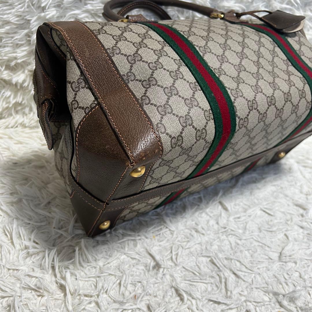 【希少】GUCCI グッチ　GG柄　ボストンバッグ　シェリーライン　PVC