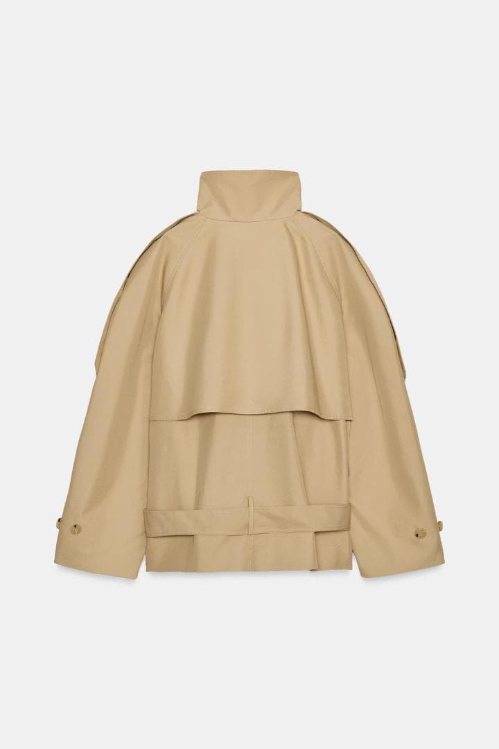 新品 ZARA ショート丈ハイネックトレンチコートZW COLLECTION S