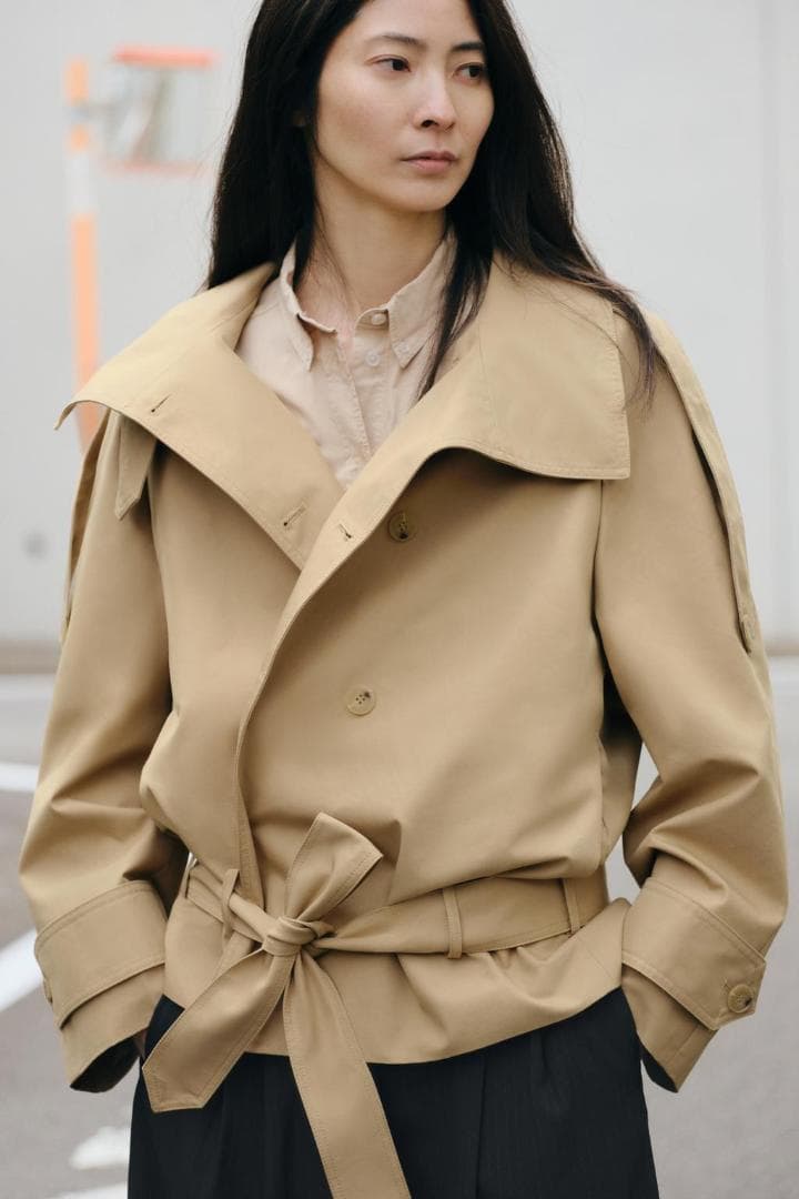 新品 ZARA ショート丈ハイネックトレンチコートZW COLLECTION S