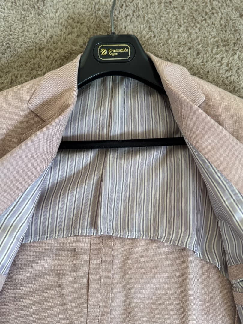 ZEGNA 薄いピンク シルクウール テーラードジャケット