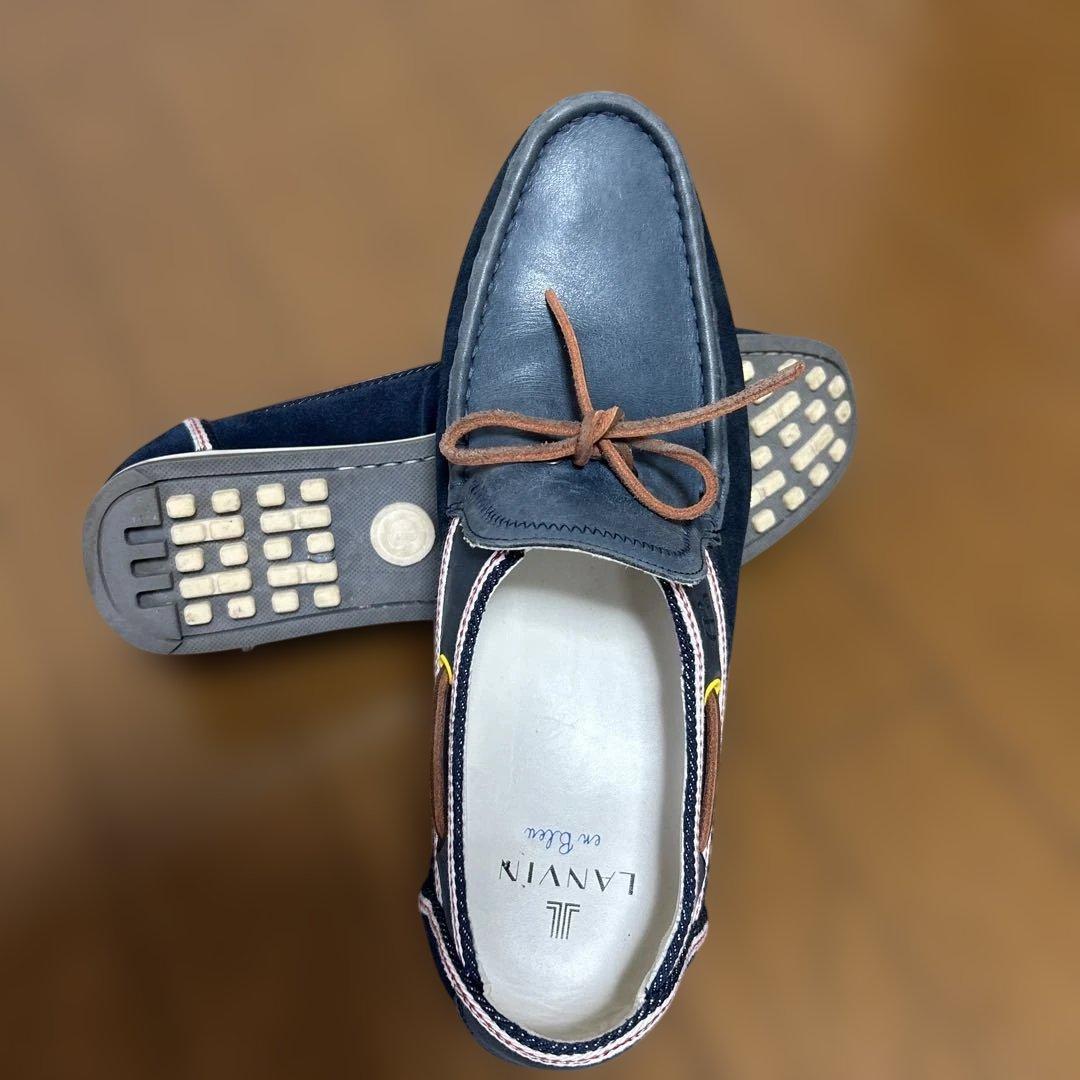 LANVIN ネイビー モカシン