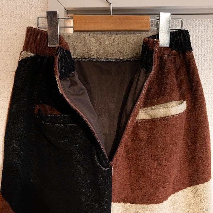【Ameri／'25年4月】GEOMETRIC COMFY PILE SKIRT