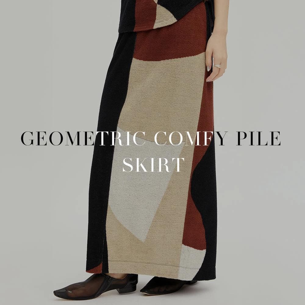 【Ameri／'25年4月】GEOMETRIC COMFY PILE SKIRT