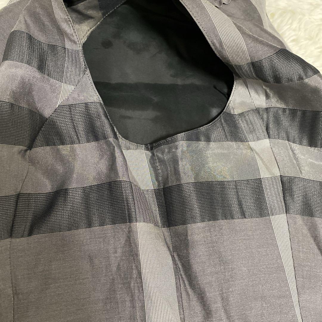 BURBERRY メガノバチェック柄 ノースリーブ ワンピース シルク混 グレー