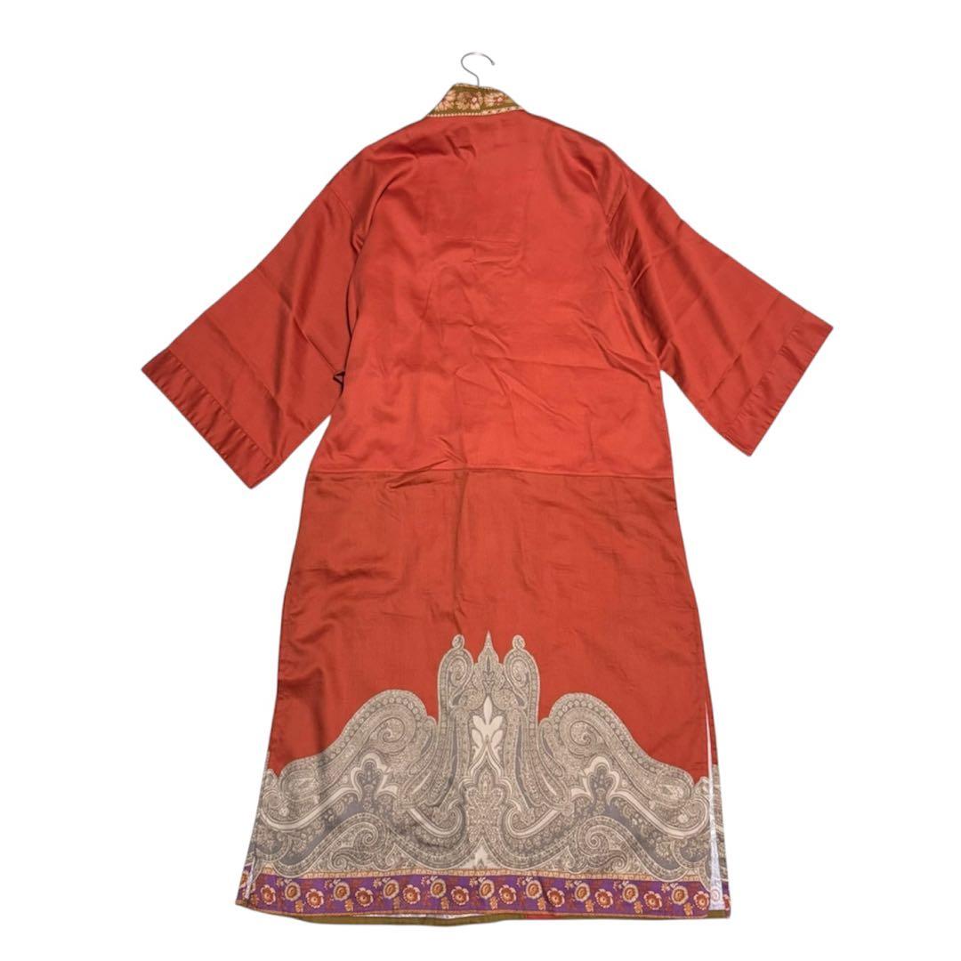 美品 エトロ ガウン 刻印ロゴ ペイズリー 綿 日本製