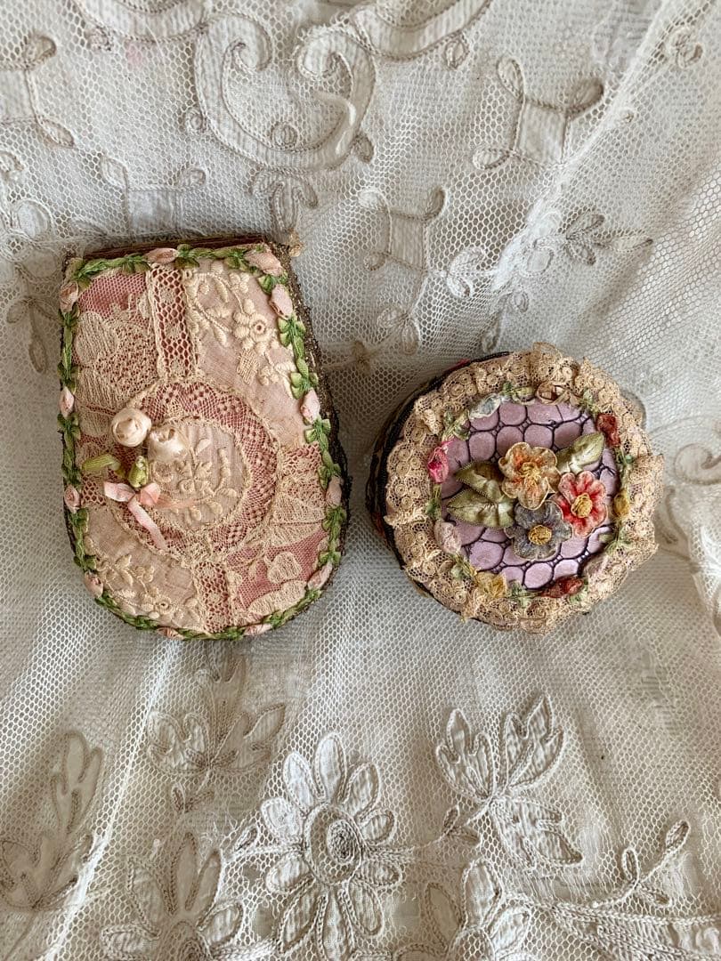 フランスアンティークロココ装飾お裁縫道具ケース＆カルトナージュボックスset