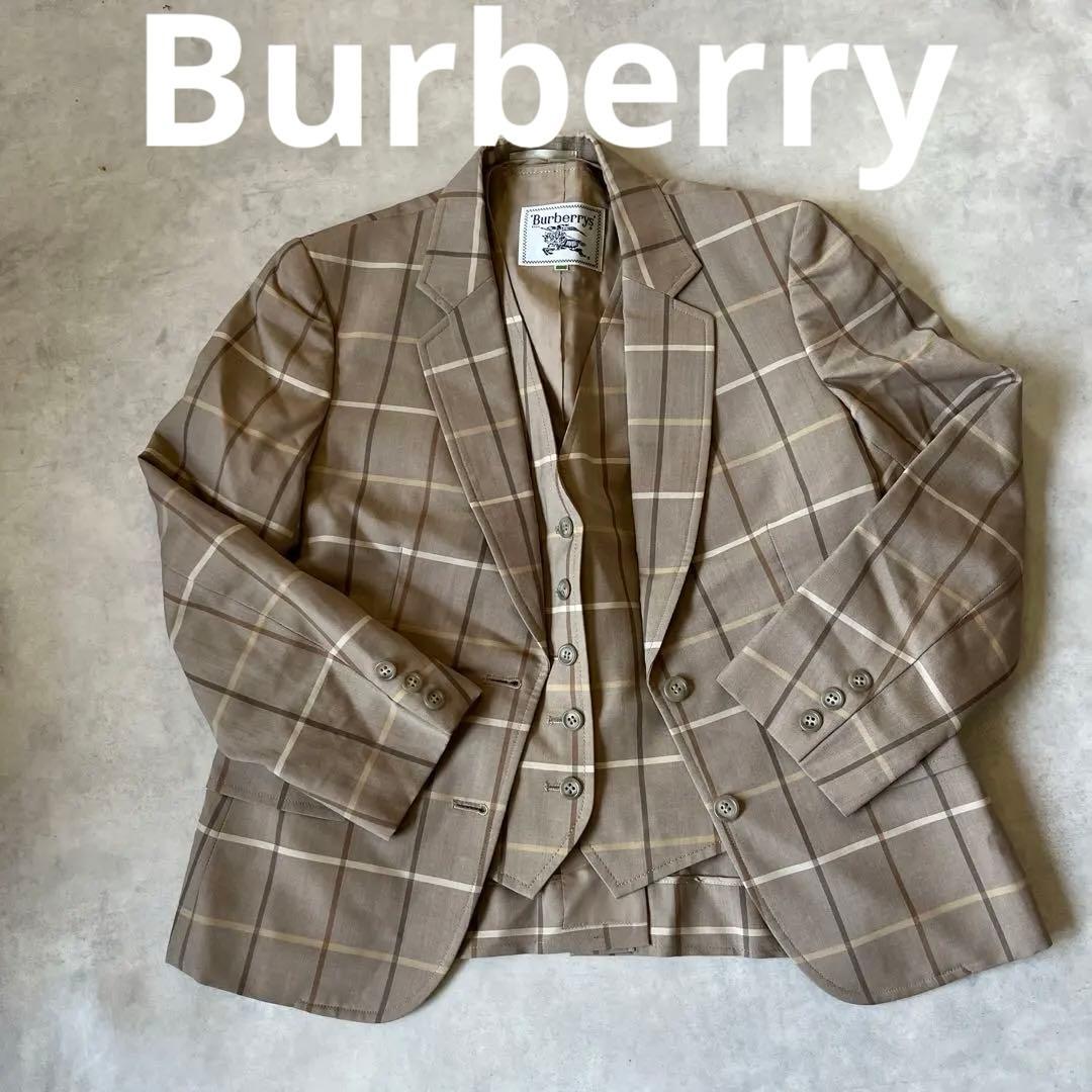 Burberry ベージュ系チェック テーラードジャケット & ベスト セット