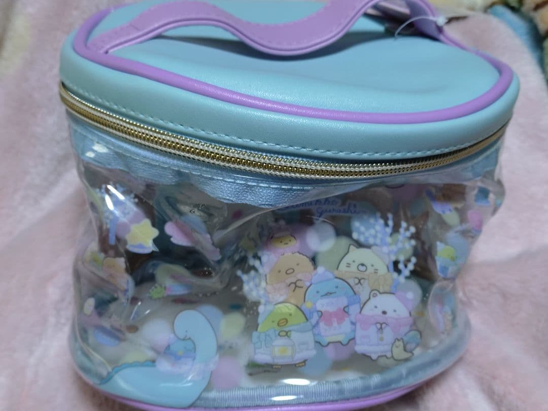 公*o様 すみっコぐらし水色バニティバッグとぬいぐるみセット 6体と収納ケース