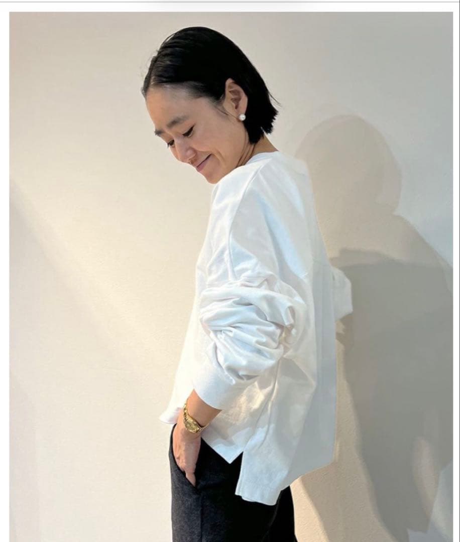 COUDRE ホワイト ビックロンT長袖 Tシャツ 金子綾クードル