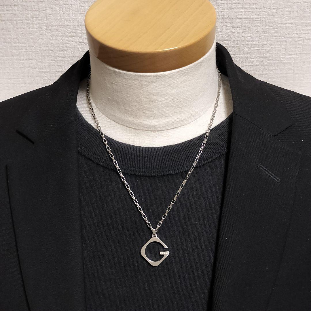 グッチ ネックレス トップ ロゴ G プレートシルバー 925