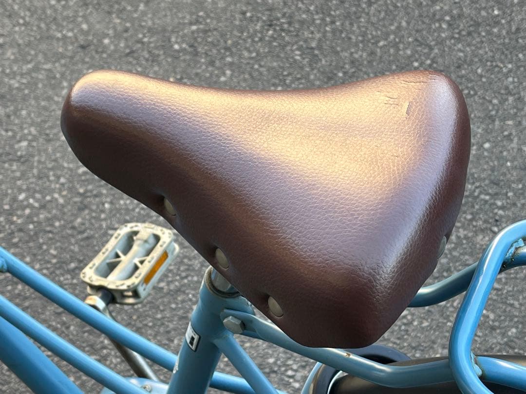 明*菜様 美品中古6段変速自転車⭐︎LEDオートライト⭐︎大型籐風カゴ⭐︎ブルー