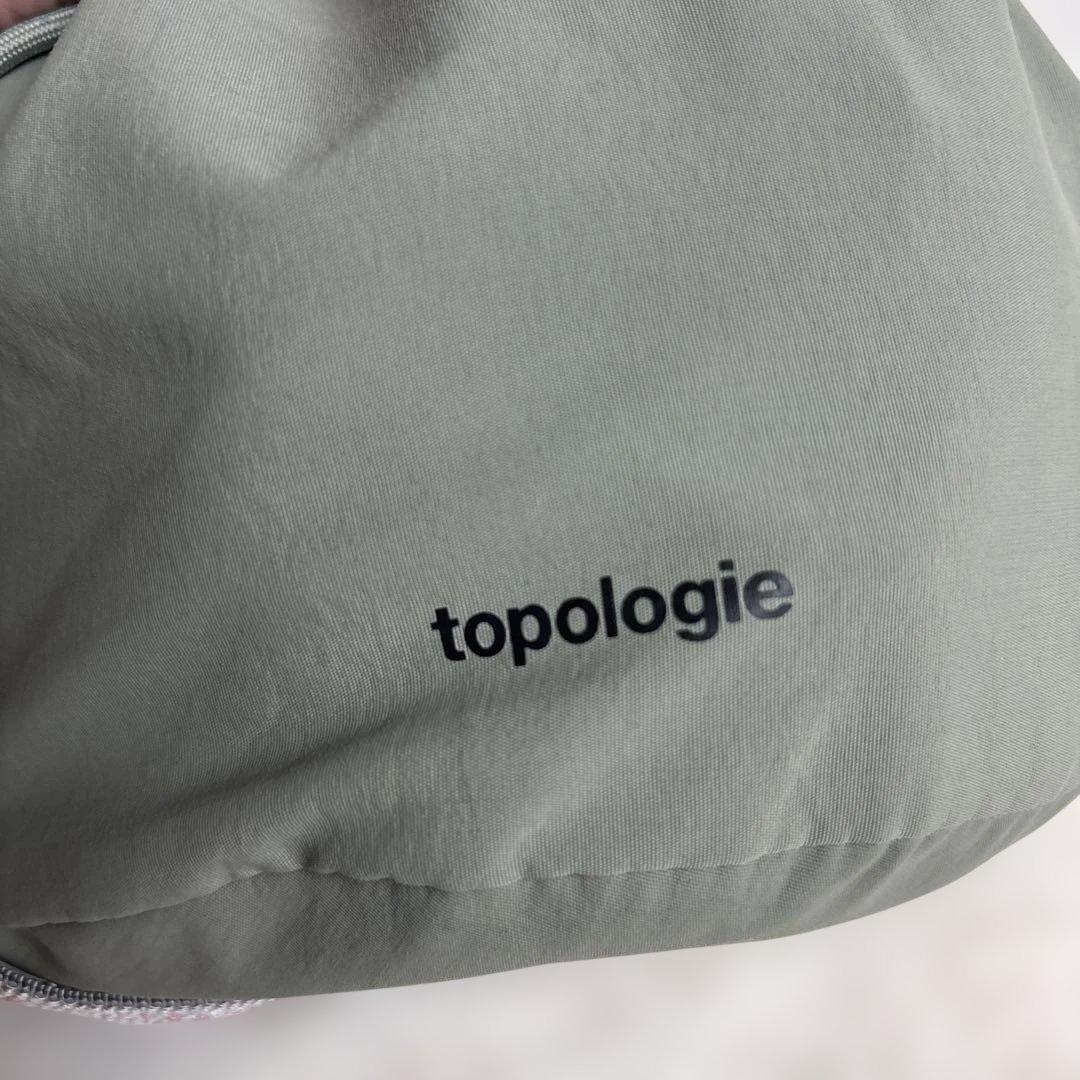 topologie リバーシブルバケットバッグ ストラップ付き 巾着 グリーン