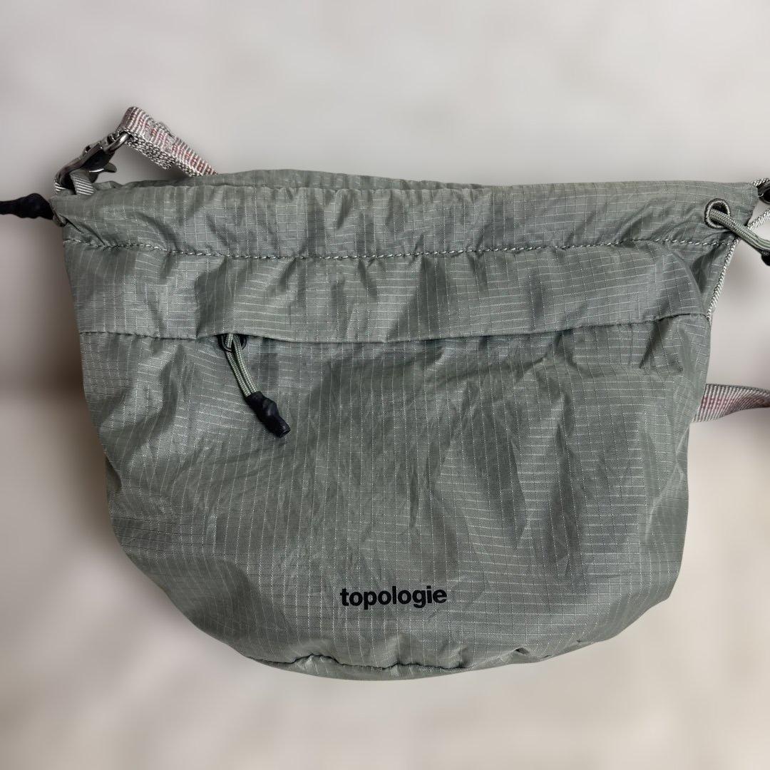 topologie リバーシブルバケットバッグ ストラップ付き 巾着 グリーン