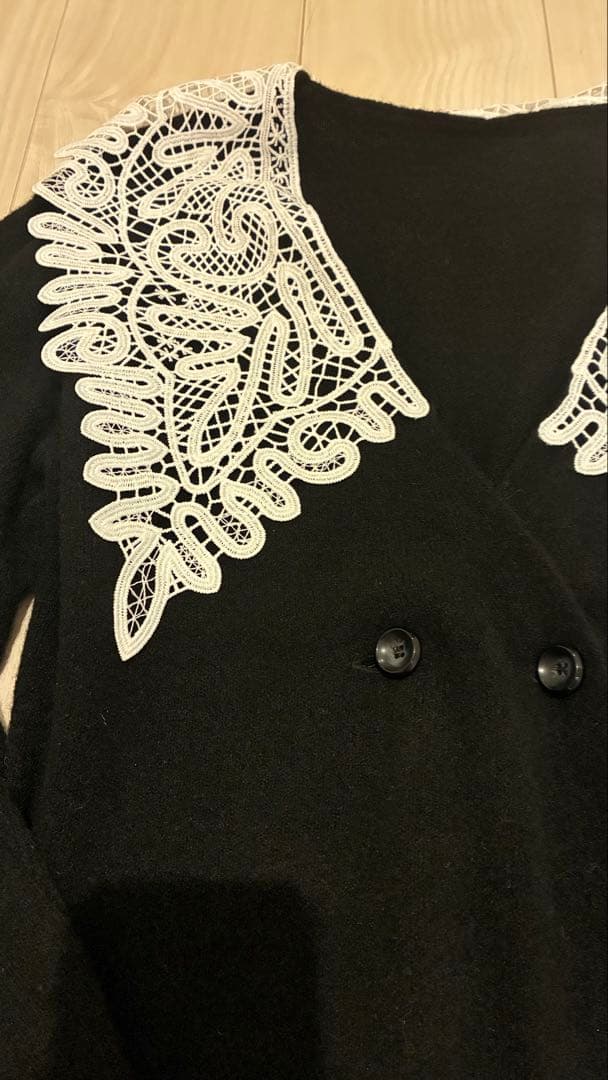 acka lace collar knit cardigan ブラック